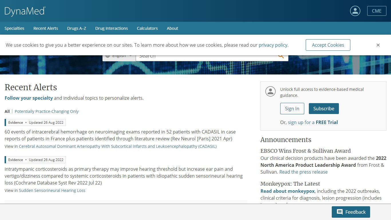 DynaMed - Recent Alerts